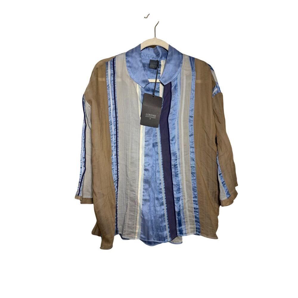 NWT Lorena Antoniazzi Luxury Silk Blend Striped Blouse Sz. 40 (Sz. S)